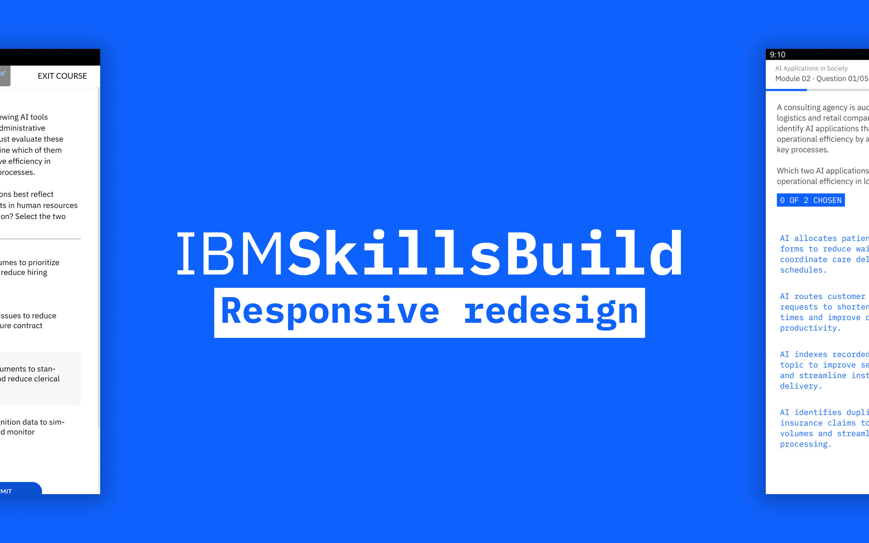 IBM SkillsBuild quiz redesign mockup